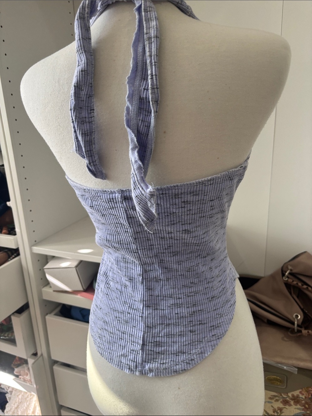 Pilcro Lavender Ribbed Halter Tank with Button Front - Picture 4 of 16